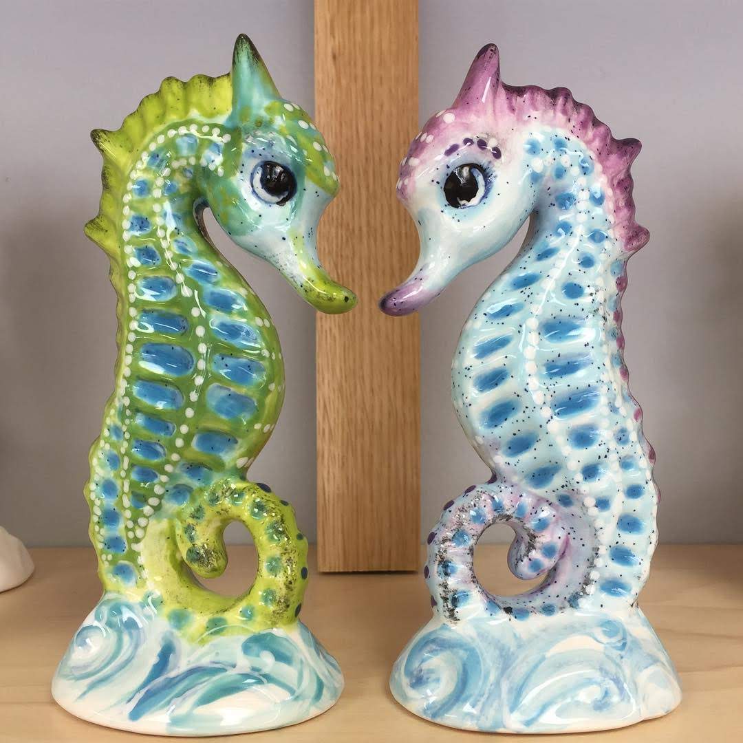 Painted seahorse ceramics