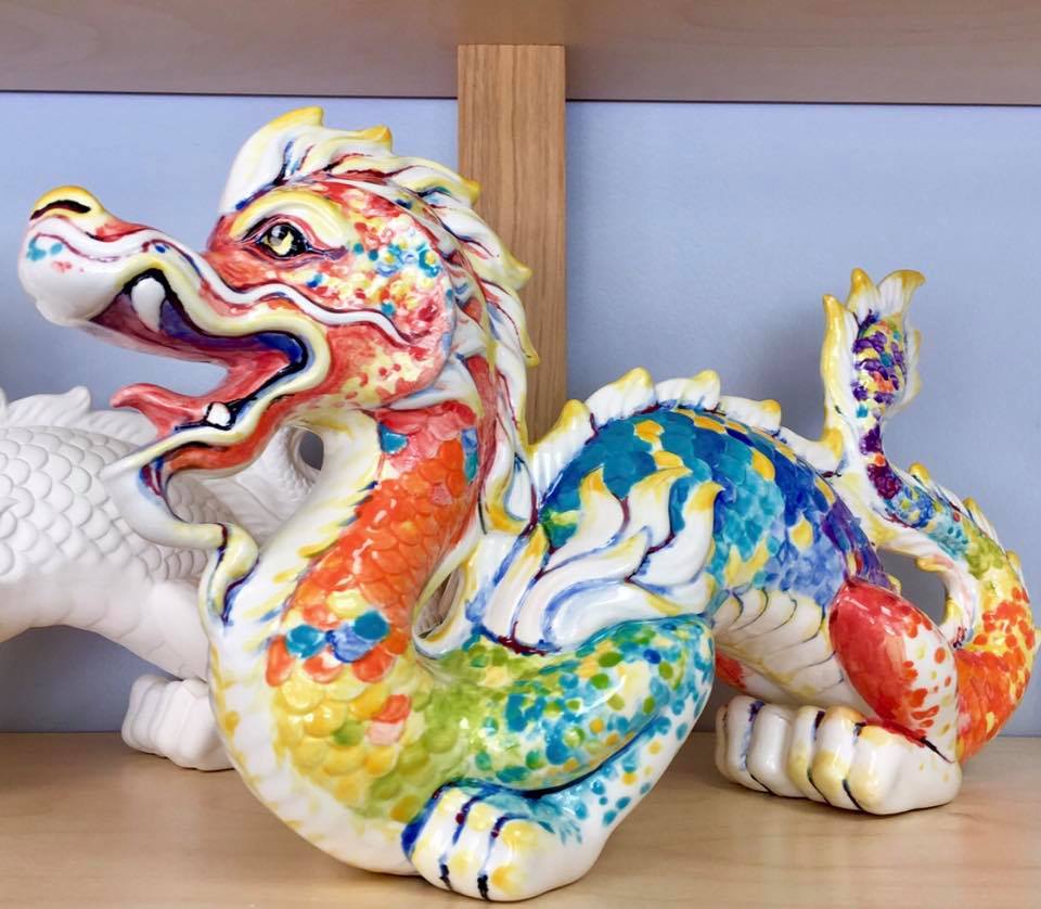 Painted dragon ceramic